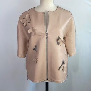 Stogova pink faux leather butterfly cutout jacket
